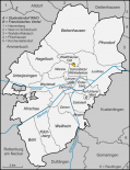 Map of Tuebingen with its neighborhoods and outskirts